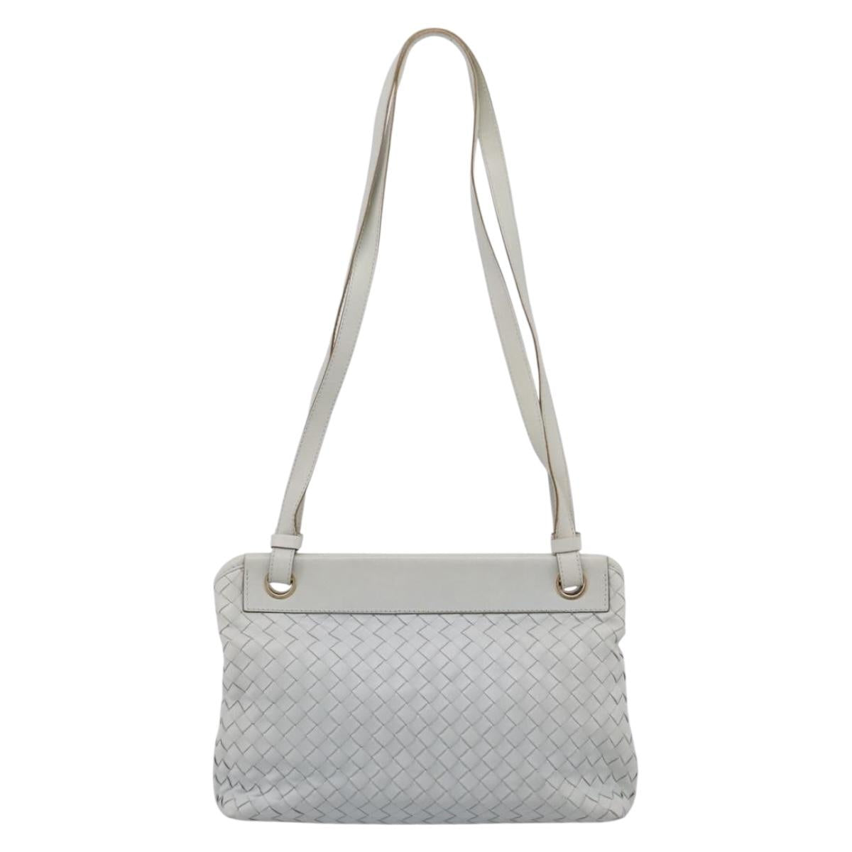 BOTTEGA VENETA INTRECCIATO Shoulder Bag Leather Light Blue Gold Auth ka6365