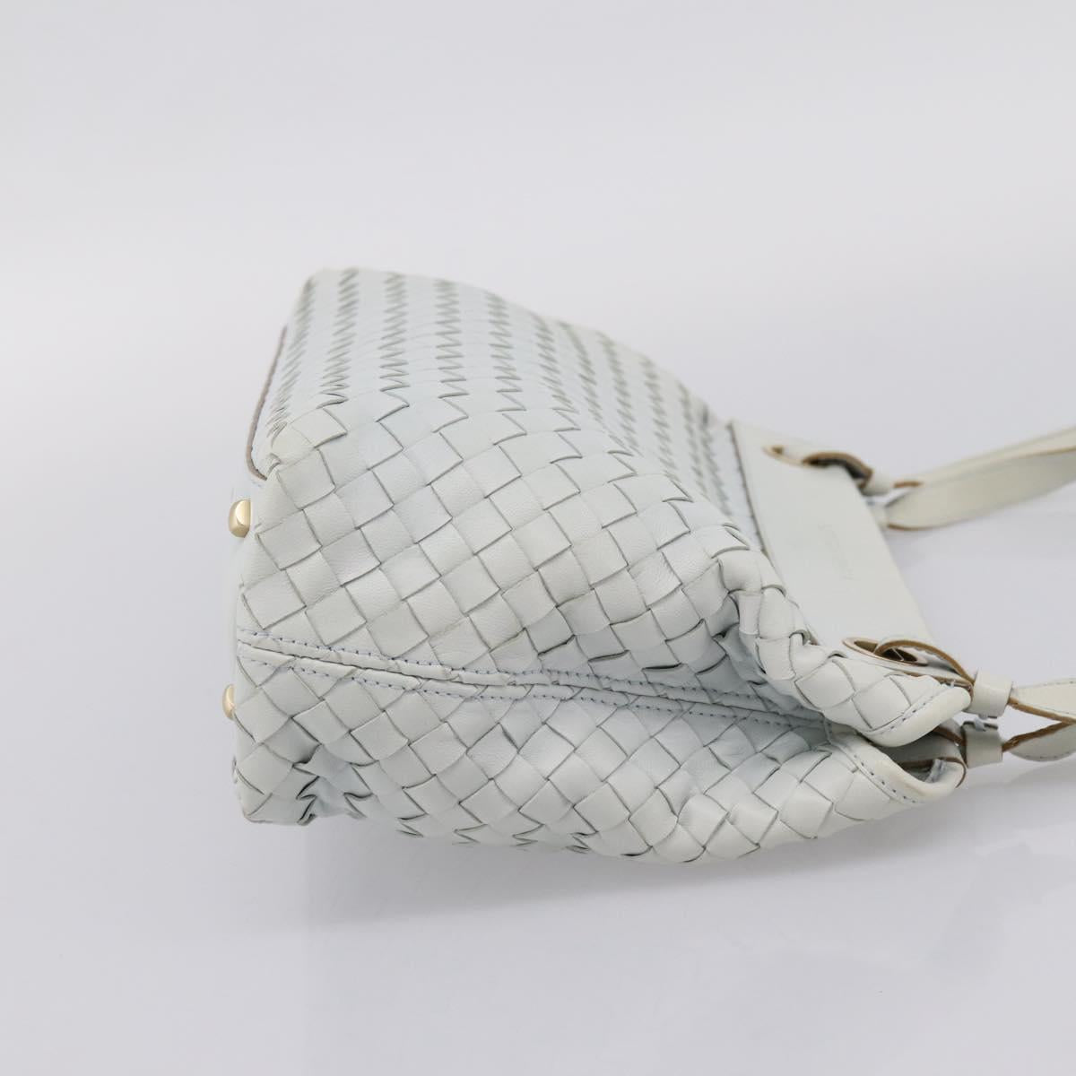 BOTTEGA VENETA INTRECCIATO Shoulder Bag Leather Light Blue Gold Auth ka6365