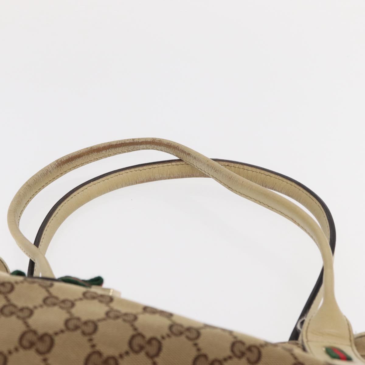 GUCCI GG Canvas Web Sherry Line Pretty Tote Bag Beige Gold 163805 Auth ka637