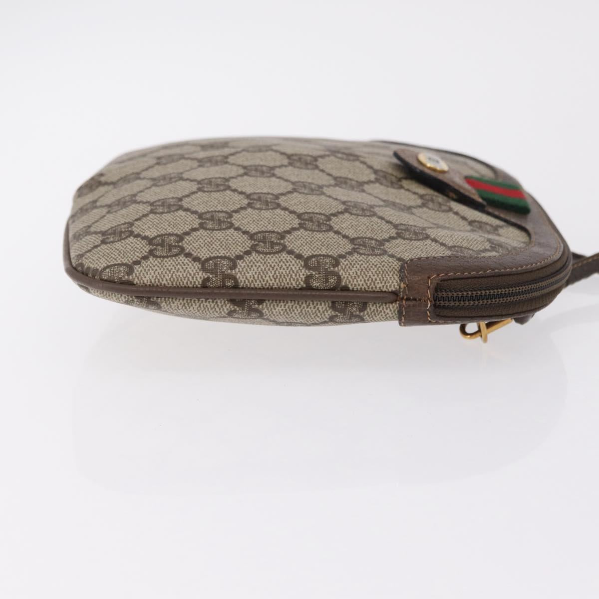 GUCCI GG Supreme Web Sherry Line Bag PVC Beige Gold 904 02 047 Auth ka6370