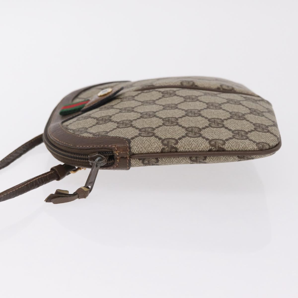 GUCCI GG Supreme Web Sherry Line Bag PVC Beige Gold 904 02 047 Auth ka6370