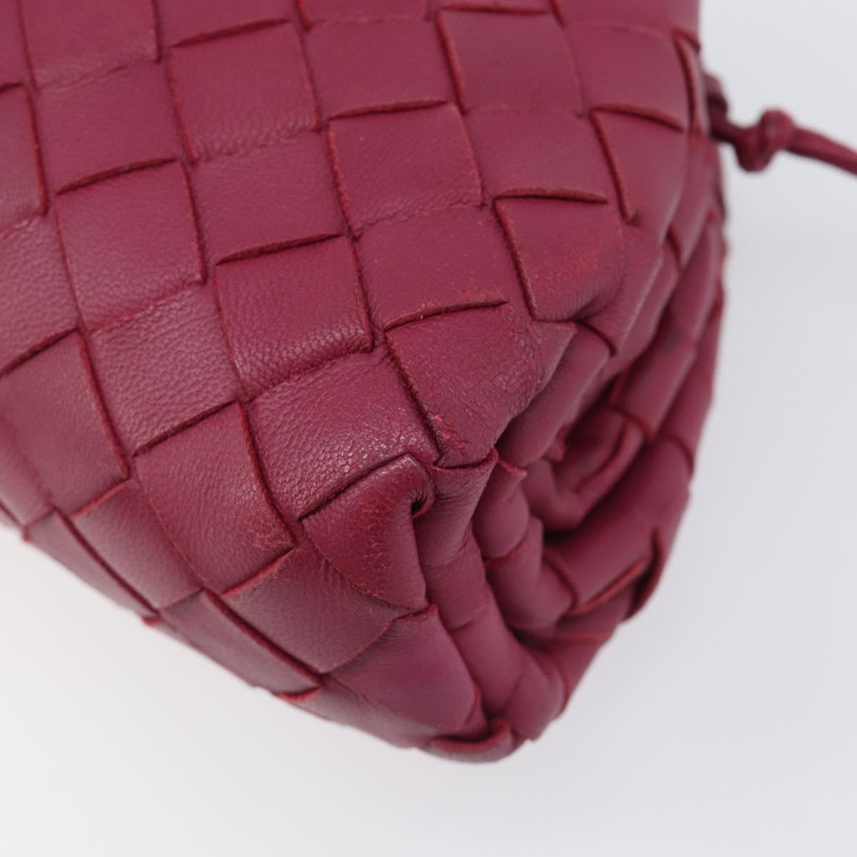 BOTTEGA VENETA INTRECCIATO Shoulder Bag Leather Bordeaux Gold Auth ka6373V