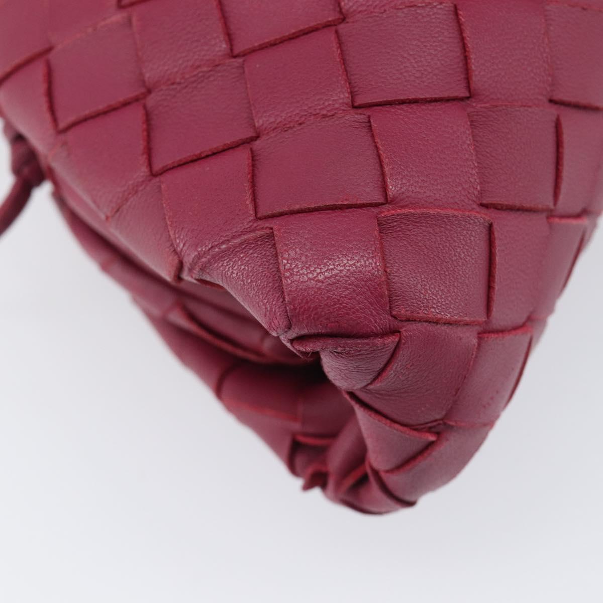 BOTTEGA VENETA INTRECCIATO Shoulder Bag Leather Bordeaux Gold Auth ka6373V