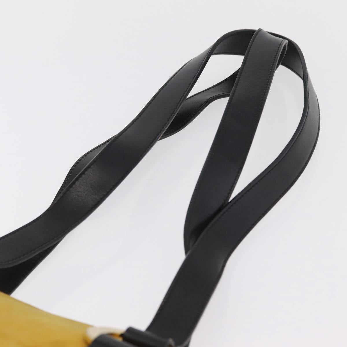 CELINE Tote Bag Suede Yellow Gold Auth ka6374