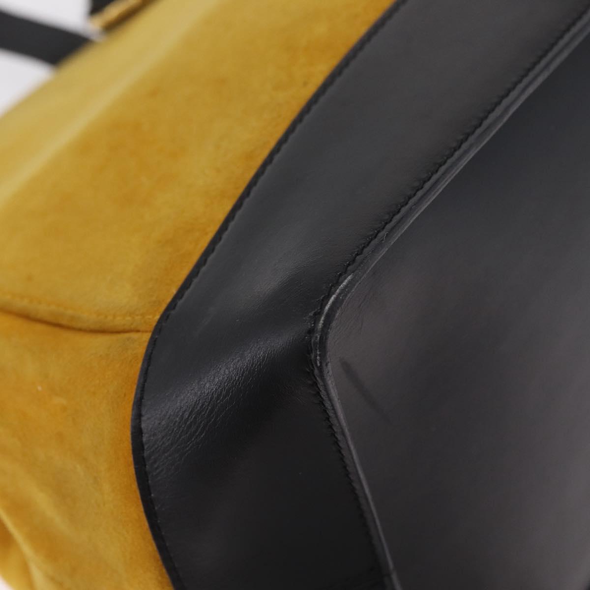 CELINE Tote Bag Suede Yellow Gold Auth ka6374