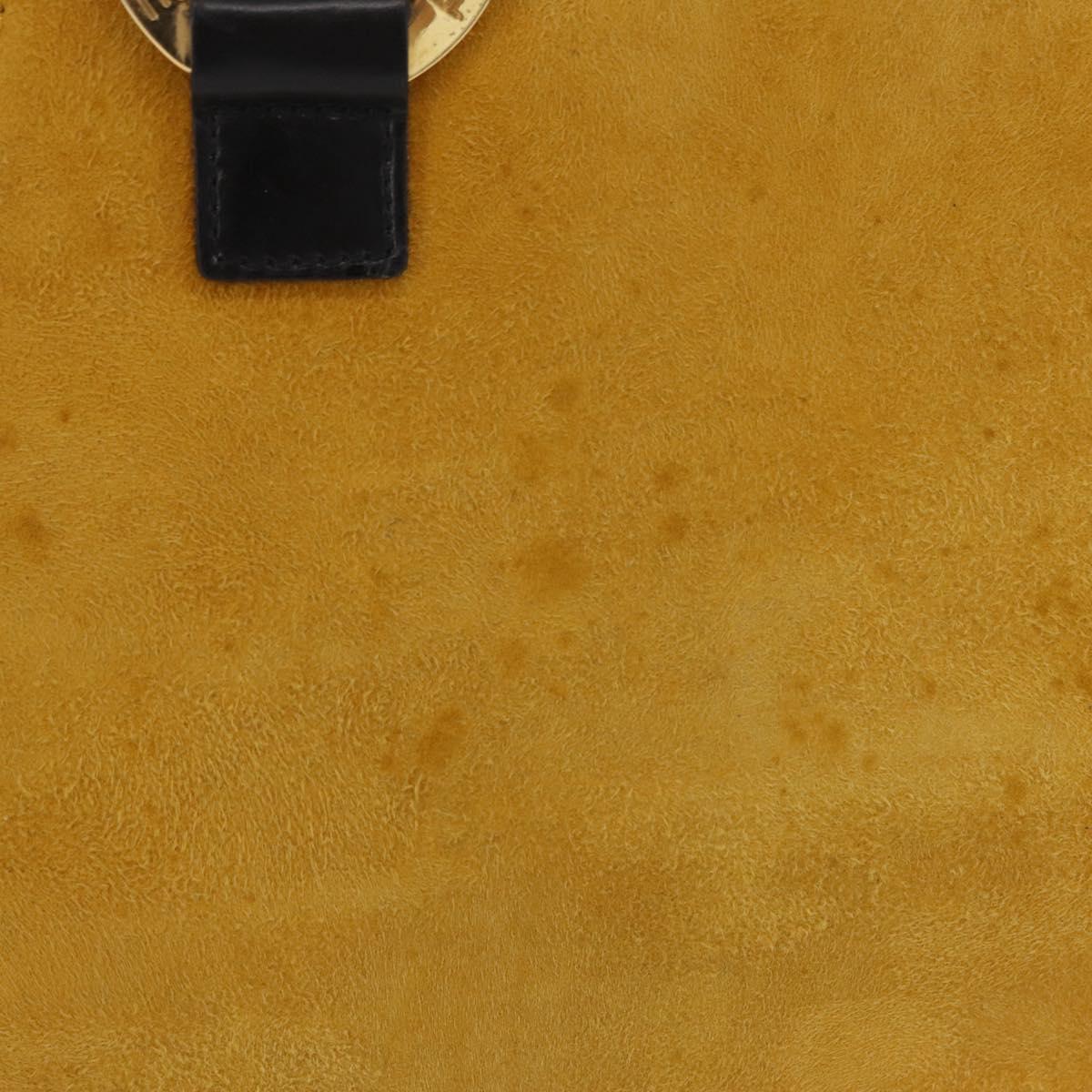 CELINE Tote Bag Suede Yellow Gold Auth ka6374