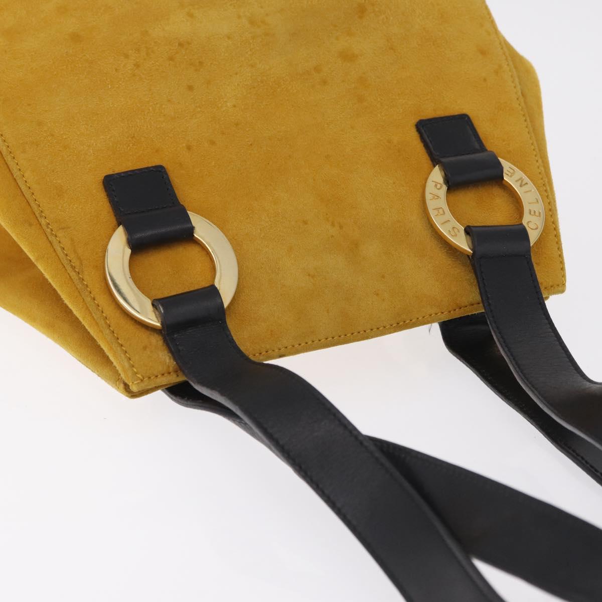 CELINE Tote Bag Suede Yellow Gold Auth ka6374