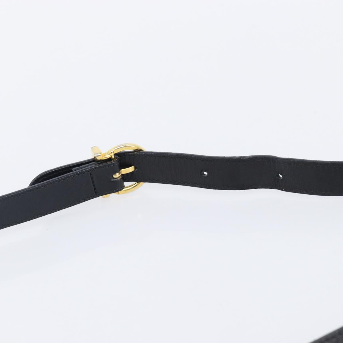 Salvatore Ferragamo Gancini Hand Bag Leather 2way Black Gold Auth ka6377