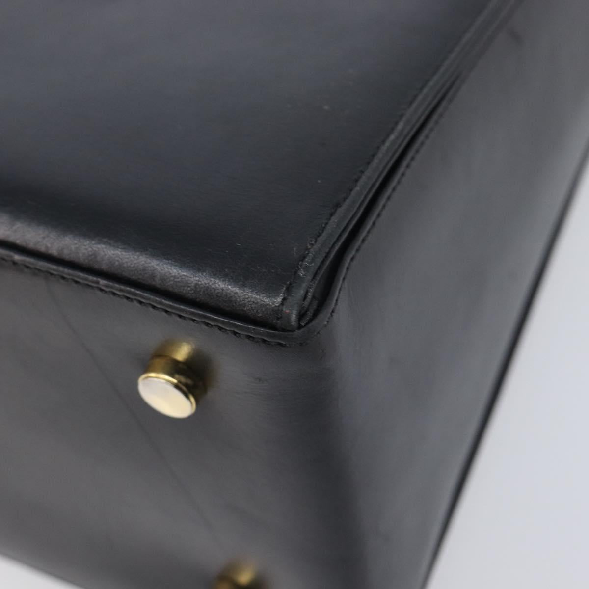 Salvatore Ferragamo Gancini Hand Bag Leather 2way Black Gold Auth ka6377