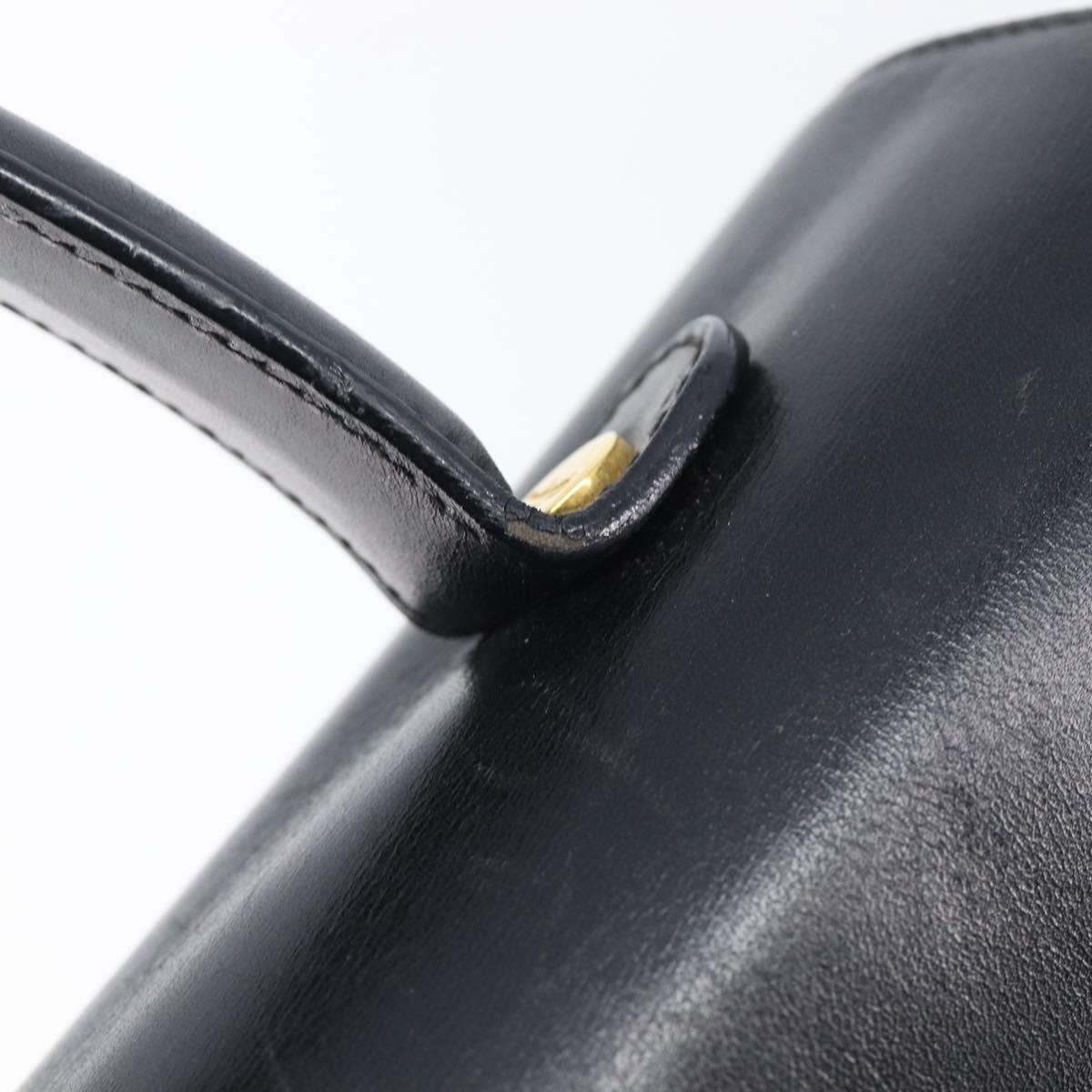 Salvatore Ferragamo Gancini Hand Bag Leather 2way Black Gold Auth ka6377