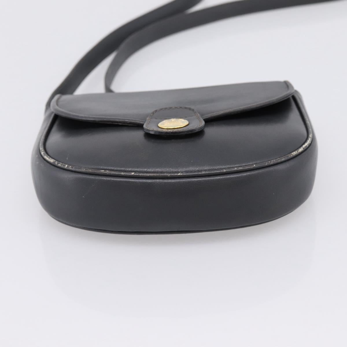 CELINE Shoulder Bag Leather Gray Gold Auth ka6378