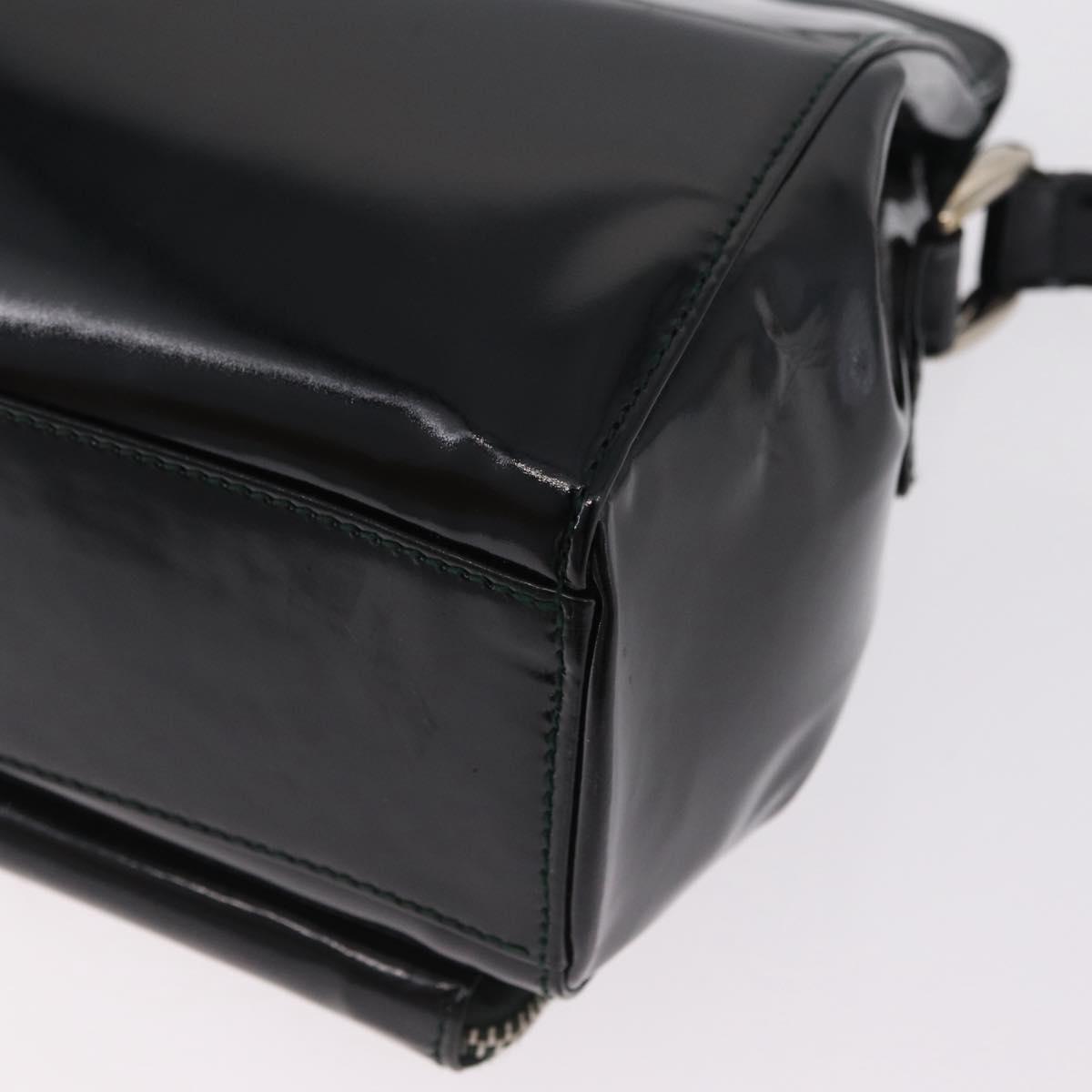 GUCCI Shoulder Bag Patent Leather Black Silver 001 2113 1677 Auth ka6380