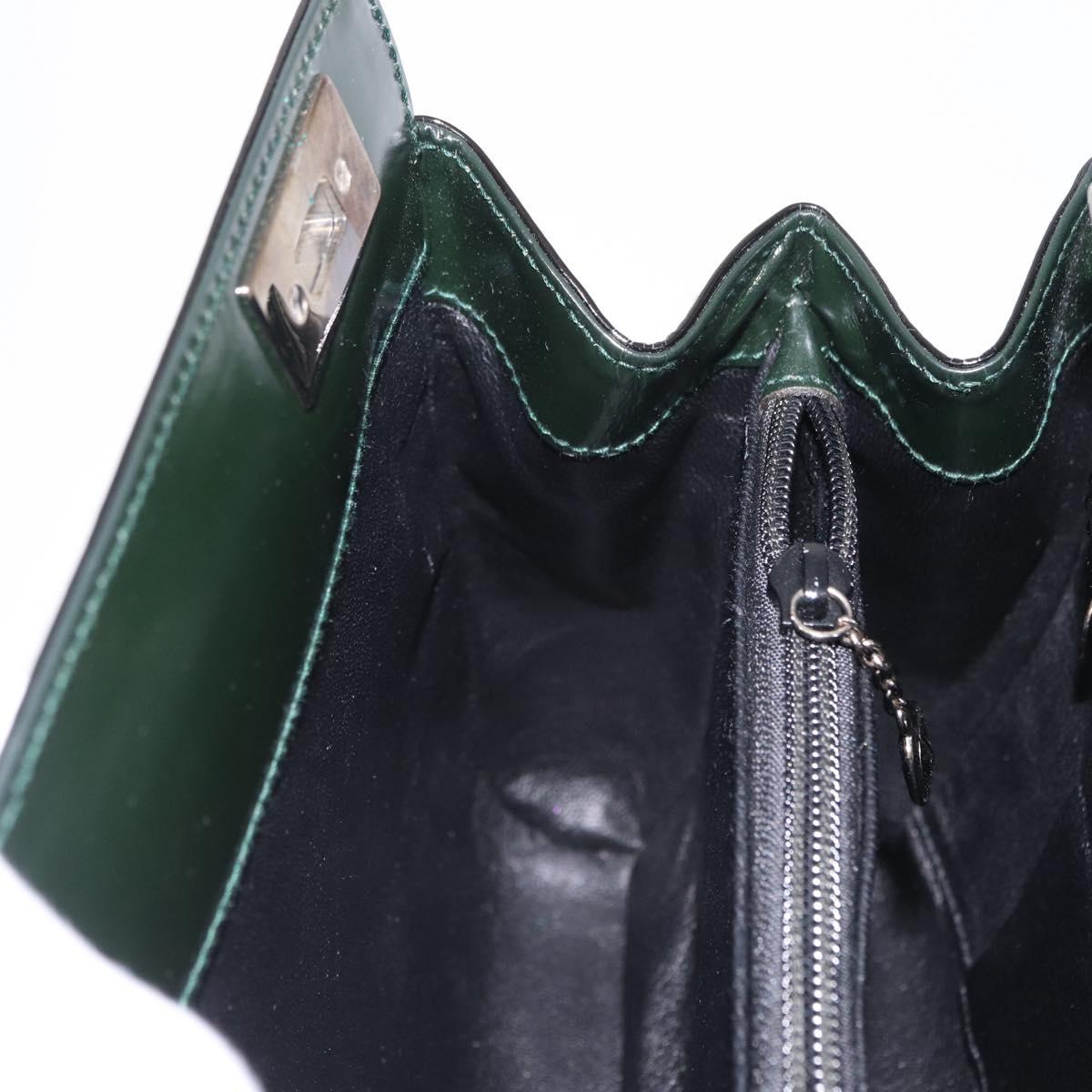 GUCCI Shoulder Bag Patent Leather Black Silver 001 2113 1677 Auth ka6380