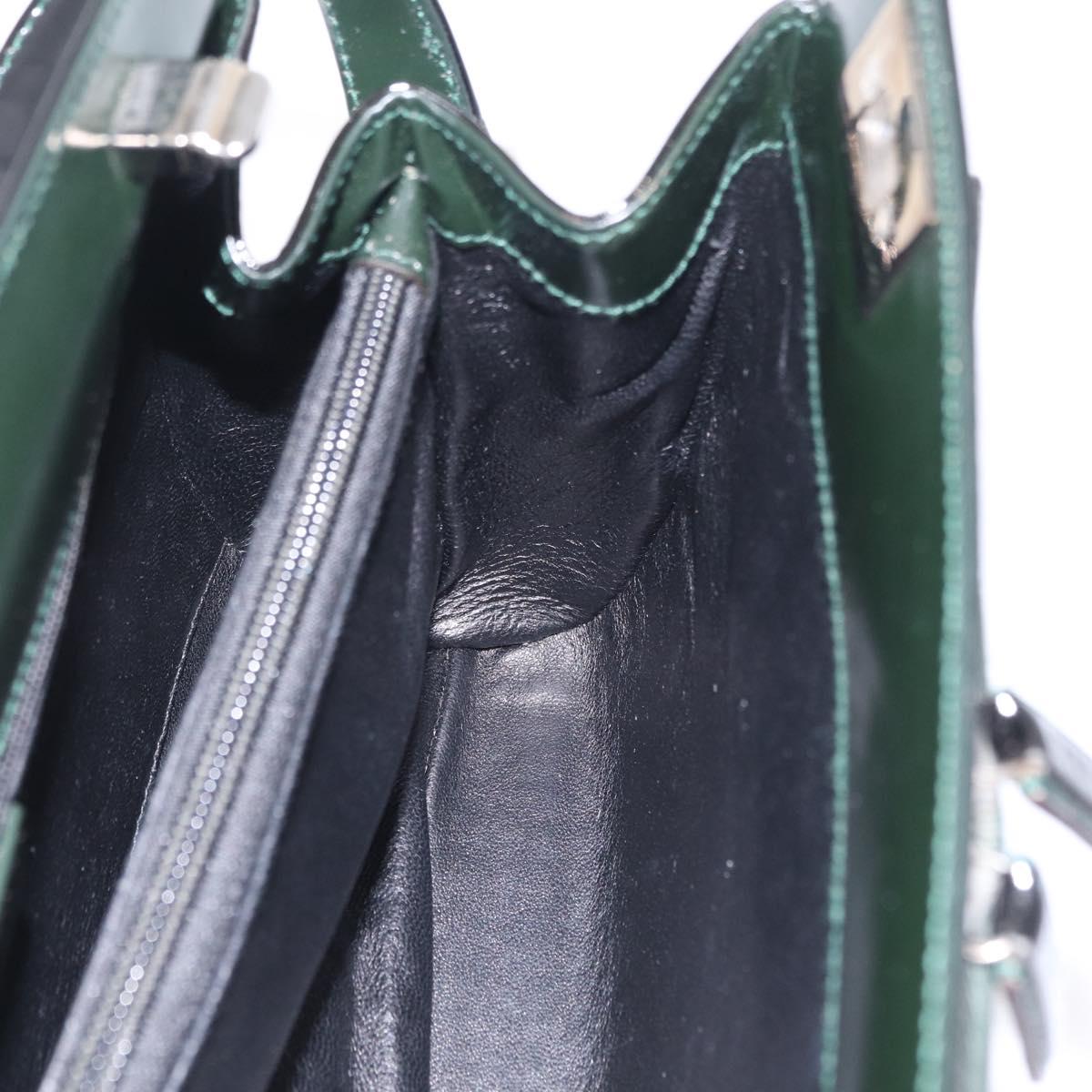 GUCCI Shoulder Bag Patent Leather Black Silver 001 2113 1677 Auth ka6380