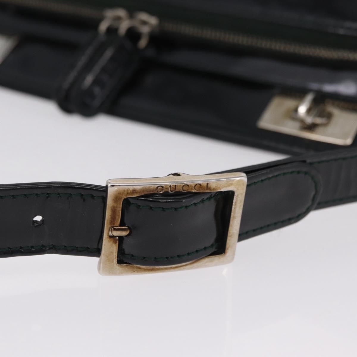 GUCCI Shoulder Bag Patent Leather Black Silver 001 2113 1677 Auth ka6380