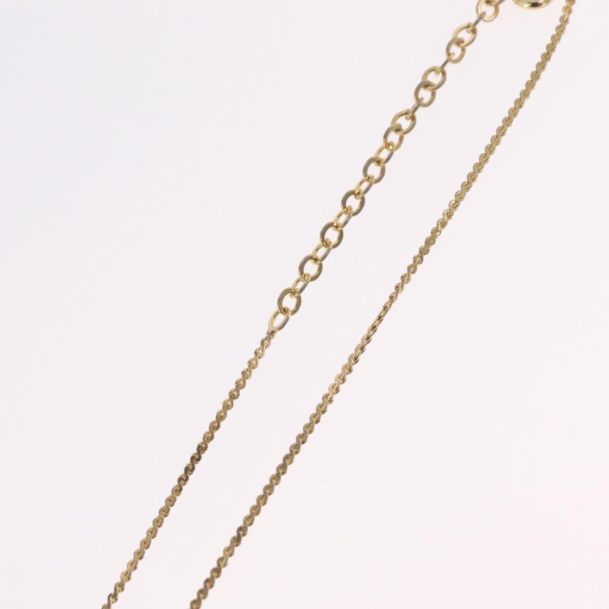 Christian Dior Rhinestone Necklace Metal Gold Tone Auth ka6383