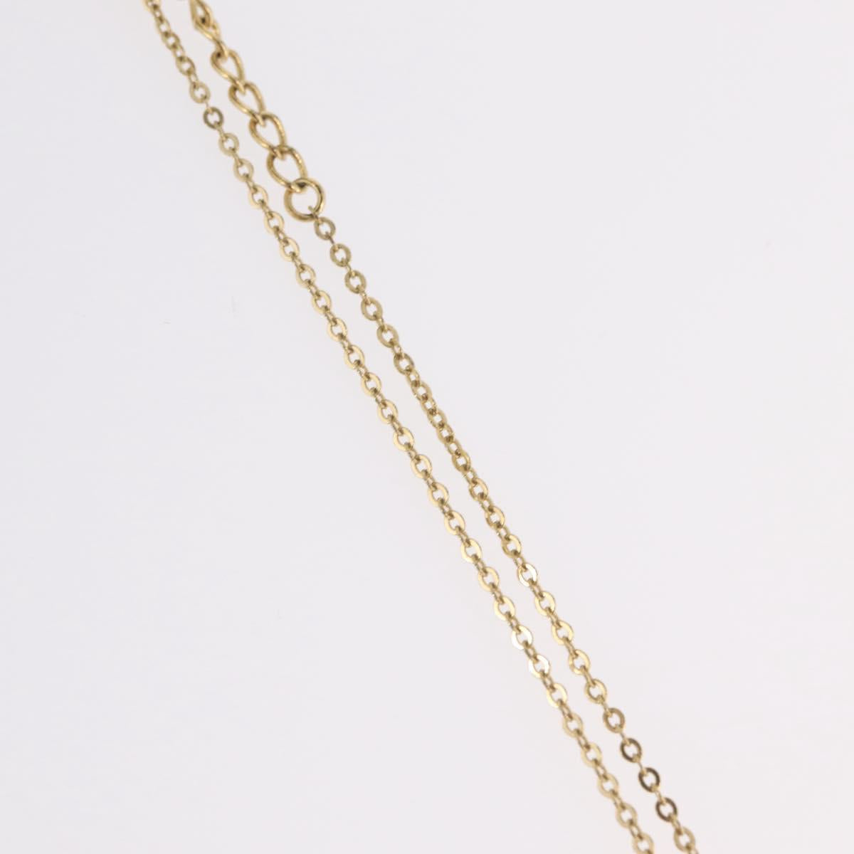 Christian Dior Rhinestone Necklace Metal Gold Tone Auth ka6386