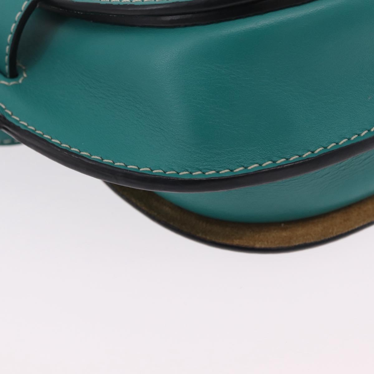 LOEWE Mini Gate Bag Shoulder Bag Leather Green Silver Auth ka6387M