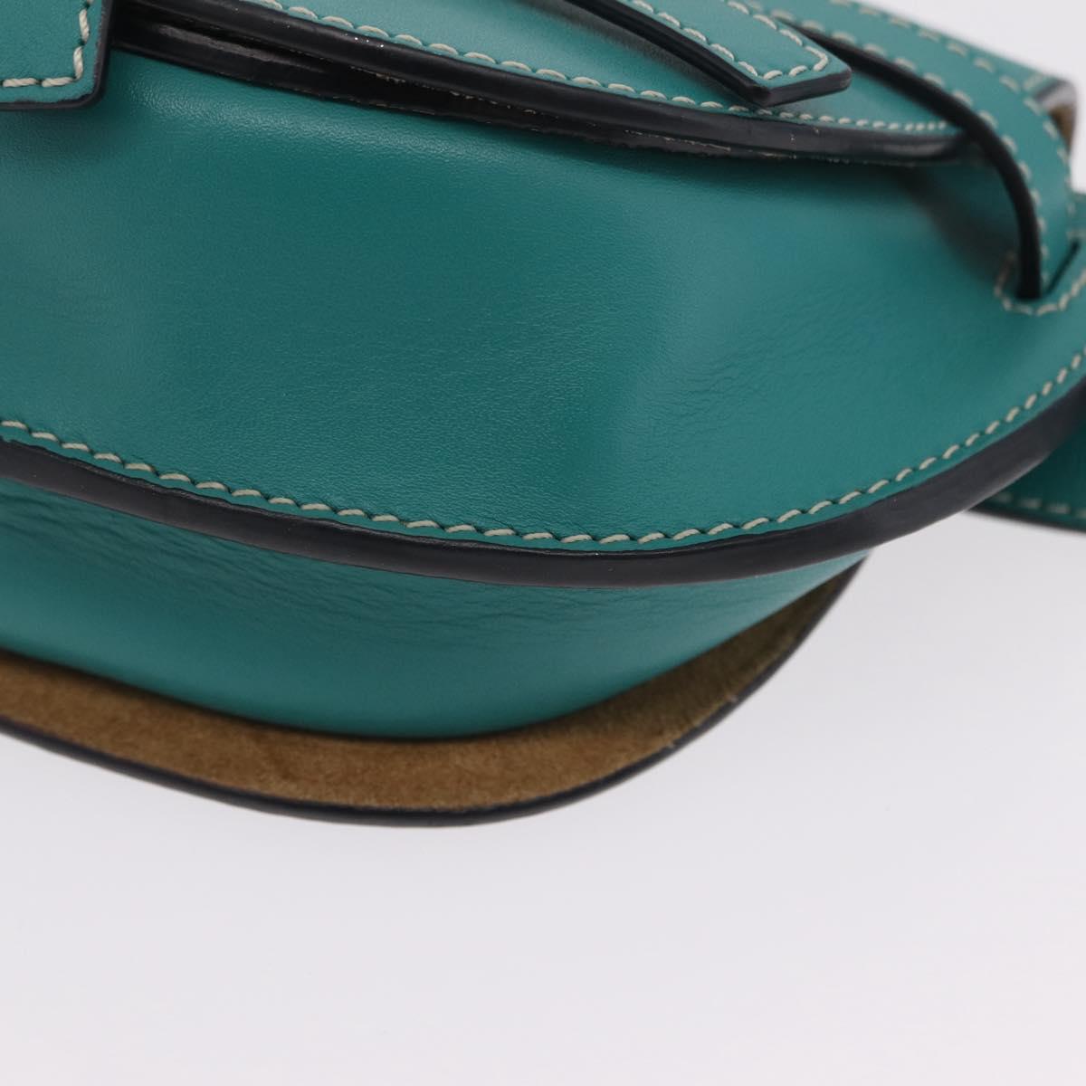 LOEWE Mini Gate Bag Shoulder Bag Leather Green Silver Auth ka6387M