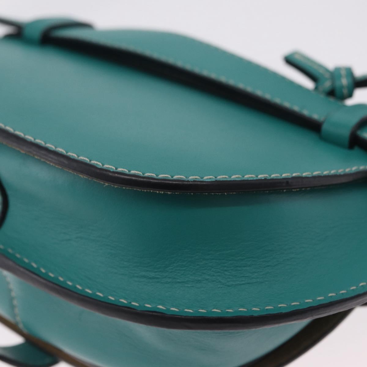 LOEWE Mini Gate Bag Shoulder Bag Leather Green Silver Auth ka6387M
