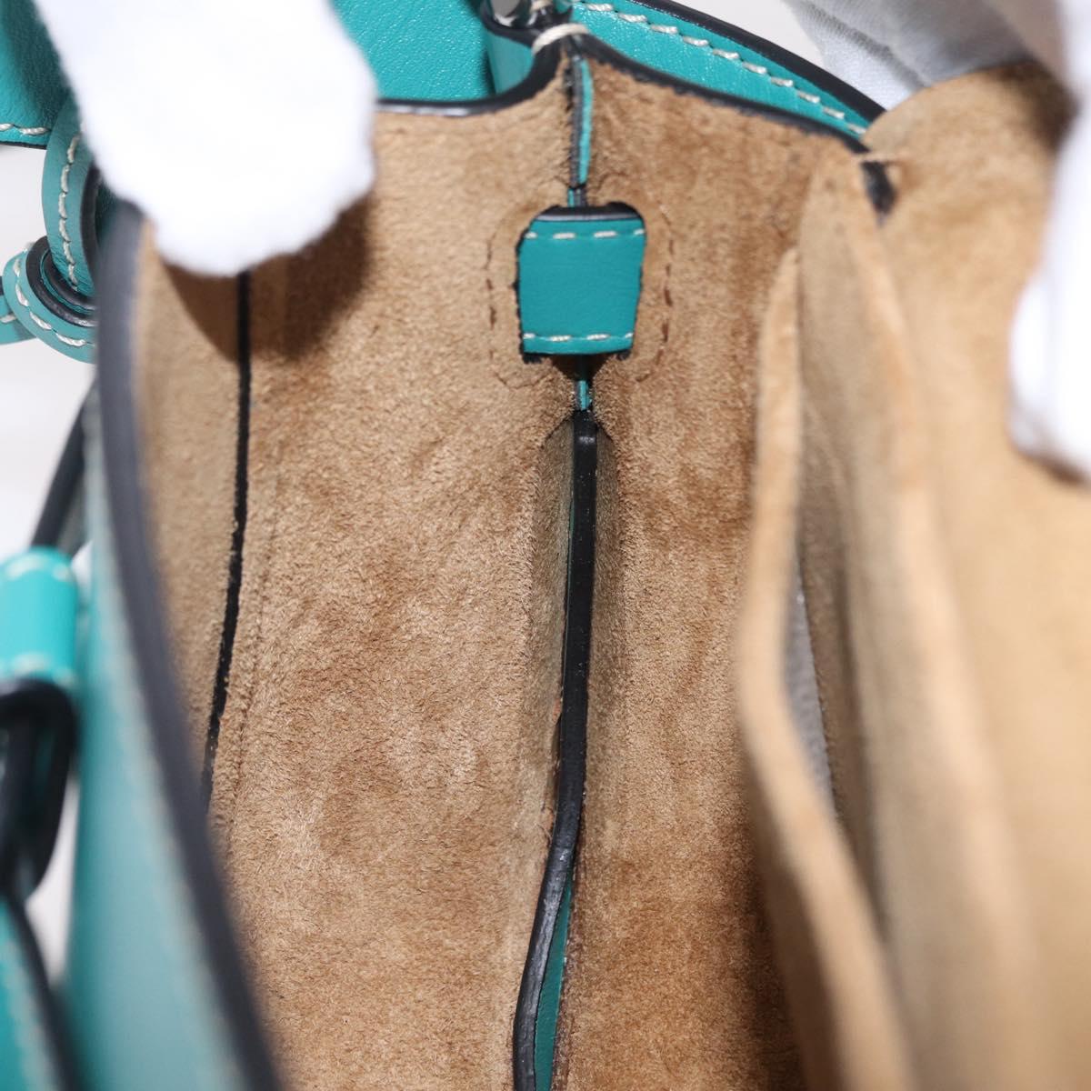 LOEWE Mini Gate Bag Shoulder Bag Leather Green Silver Auth ka6387M