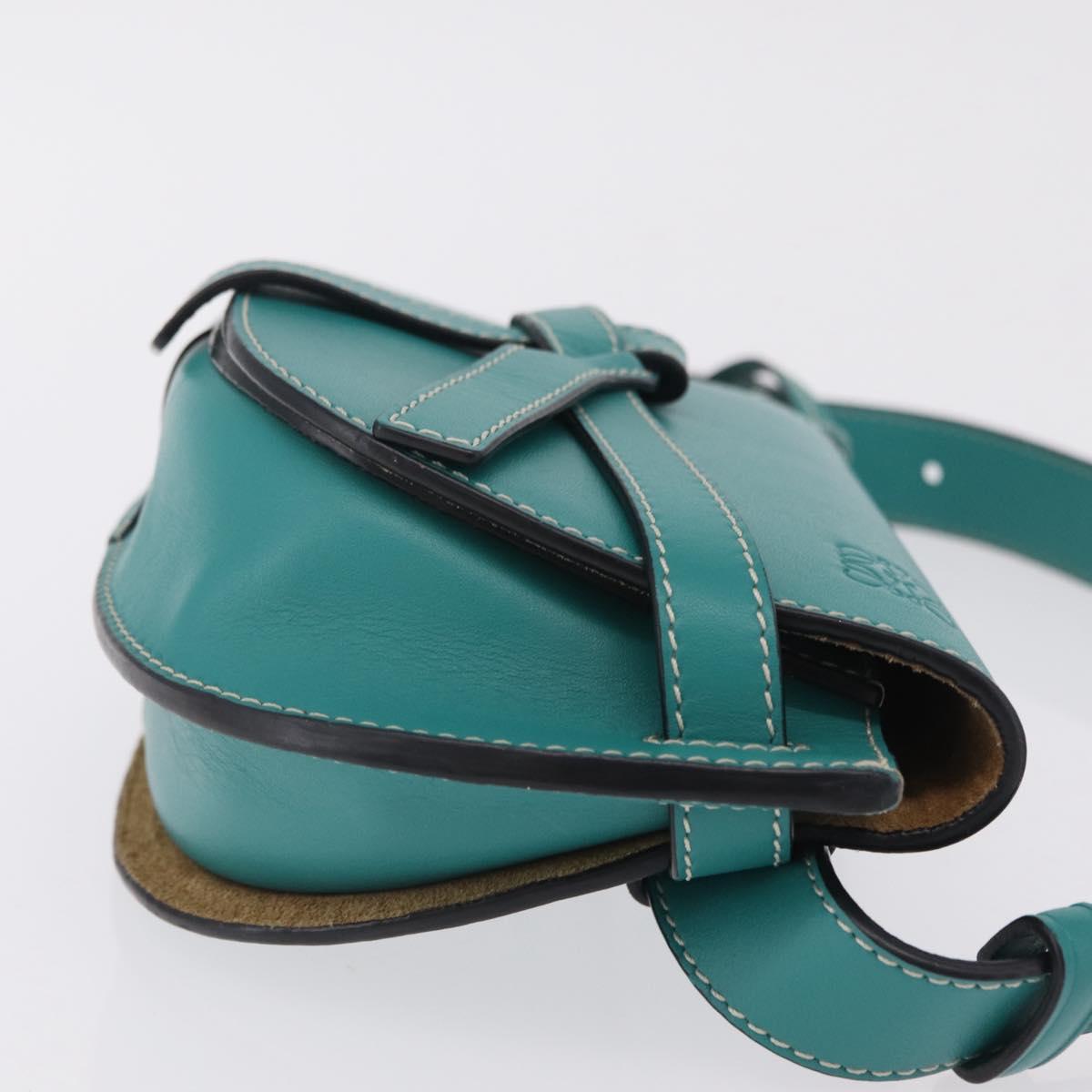 LOEWE Mini Gate Bag Shoulder Bag Leather Green Silver Auth ka6387M