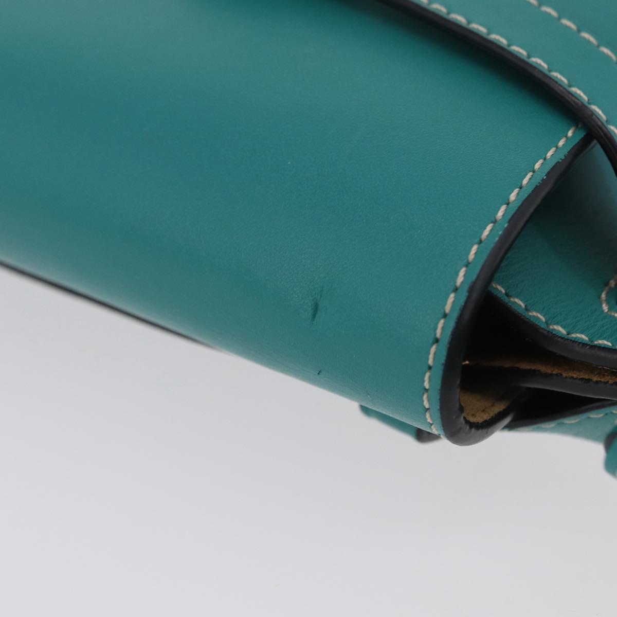 LOEWE Mini Gate Bag Shoulder Bag Leather Green Silver Auth ka6387M