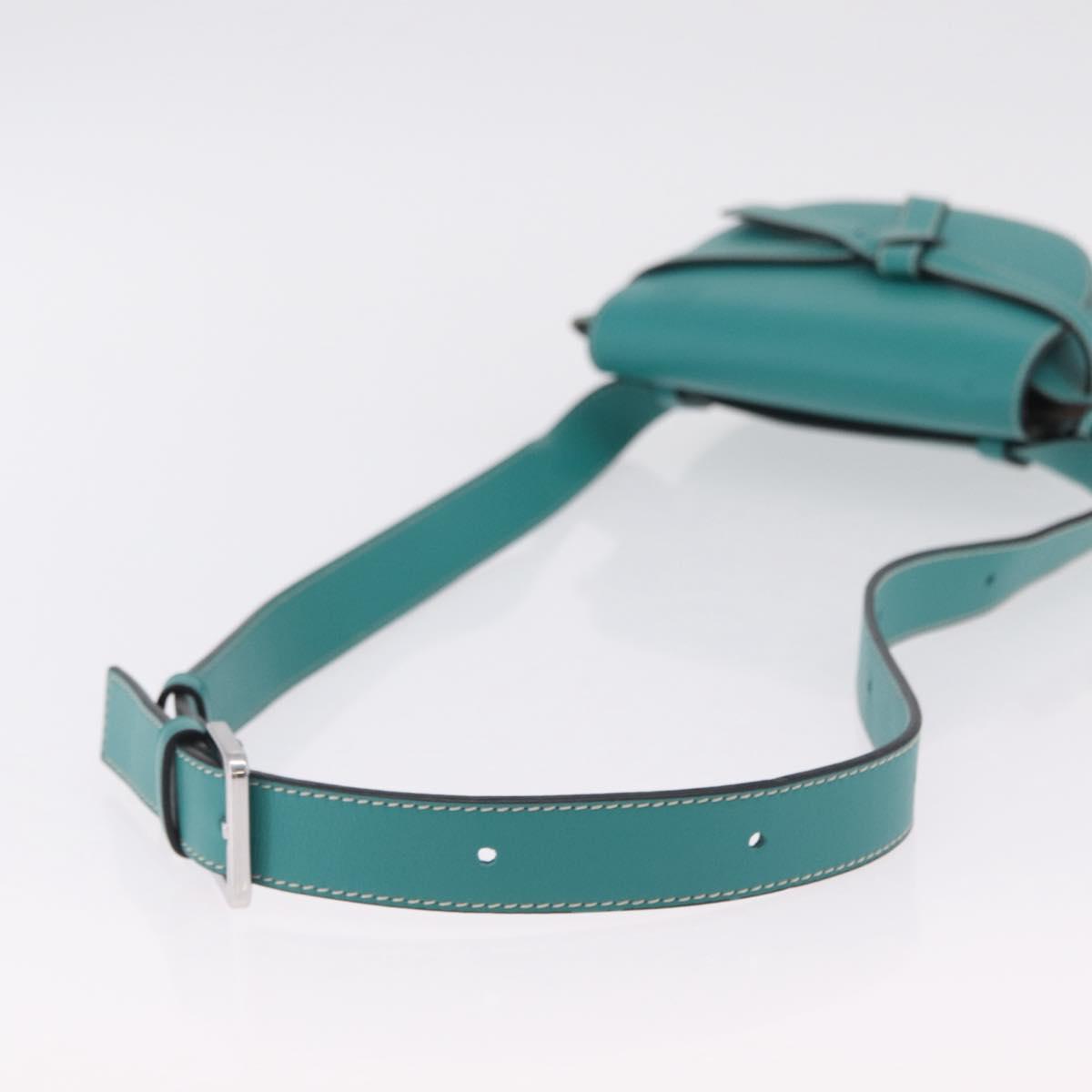 LOEWE Mini Gate Bag Shoulder Bag Leather Green Silver Auth ka6387M