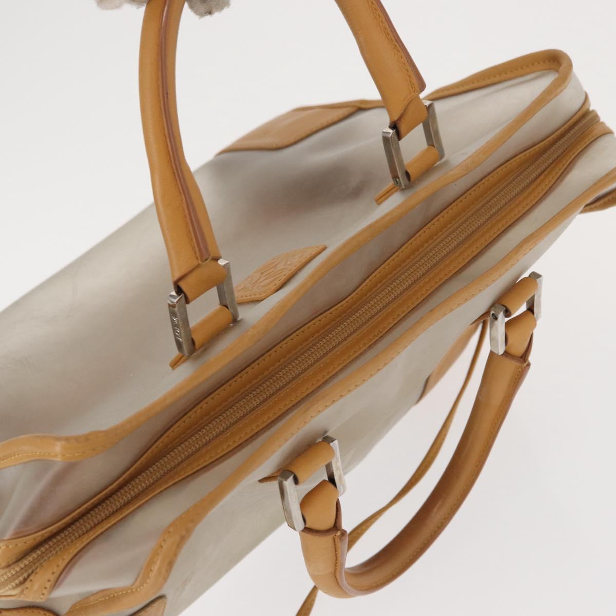 LOEWE Anagram Amazonas Hand Bag Vinyl Leather Clear Silver Auth ka639