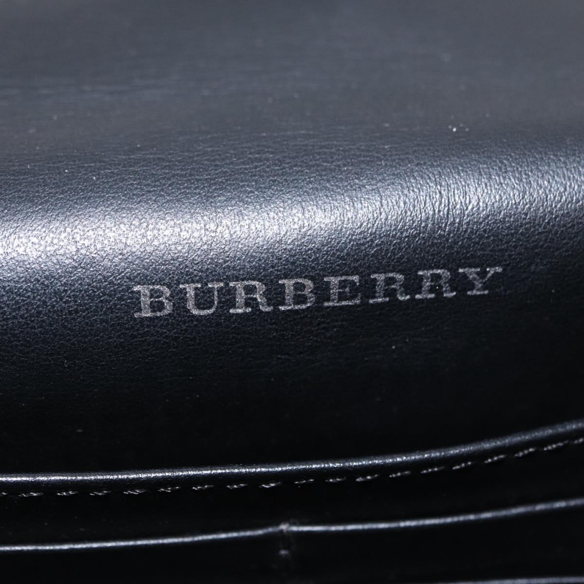 BURBERRY Nova Check Shoulder Bag Canvas Green Silver Auth ka6391A