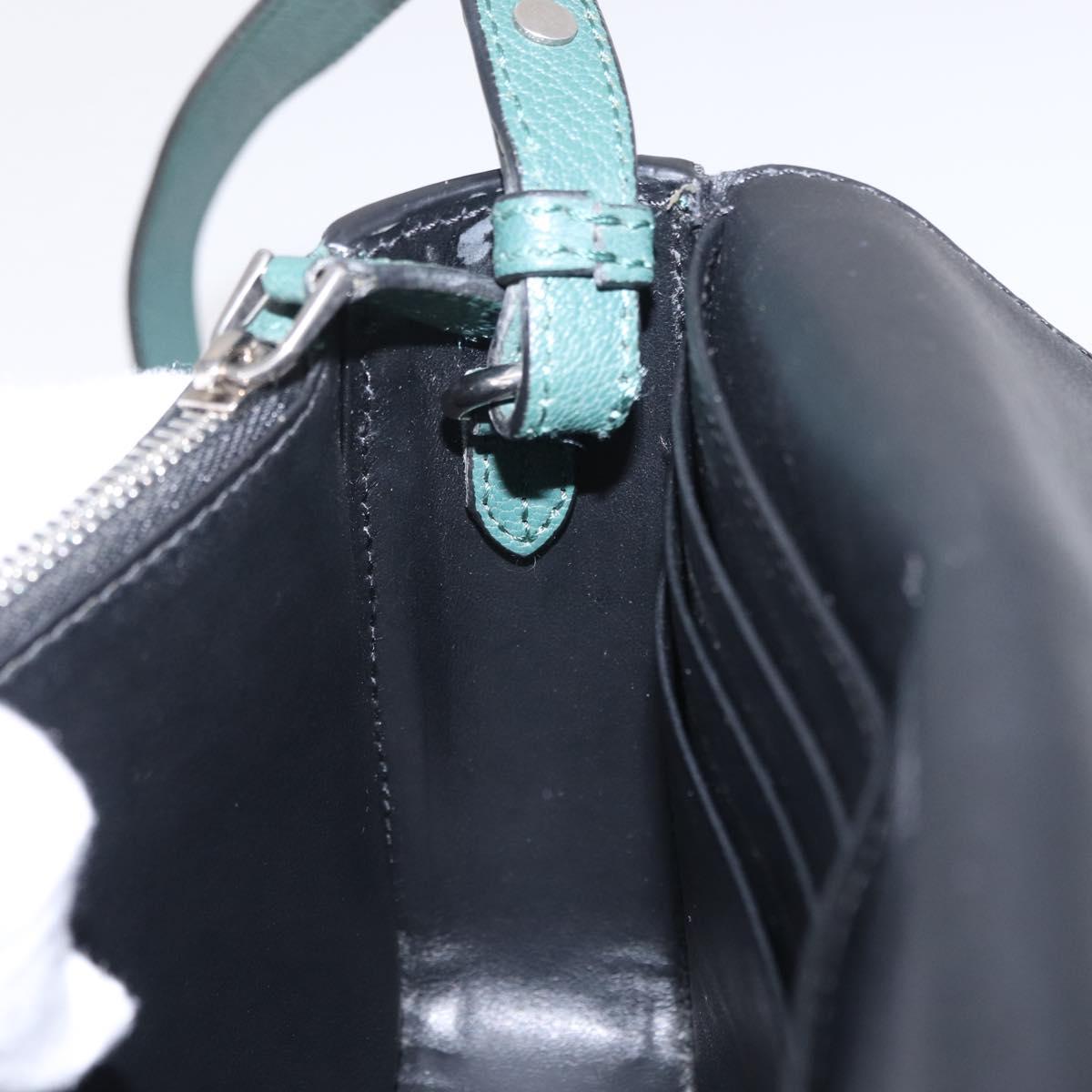 BURBERRY Nova Check Shoulder Bag Canvas Green Silver Auth ka6391A
