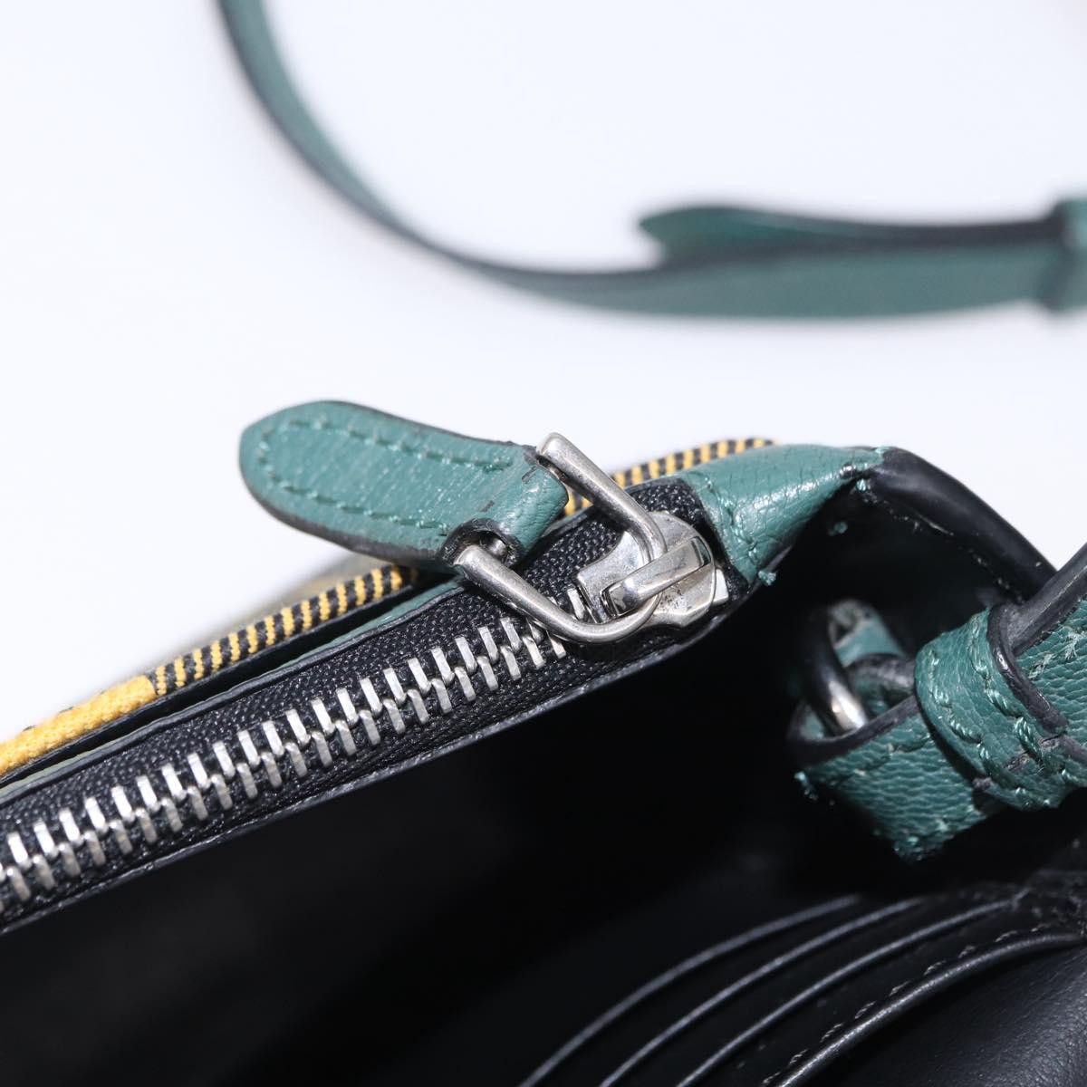 BURBERRY Nova Check Shoulder Bag Canvas Green Silver Auth ka6391A