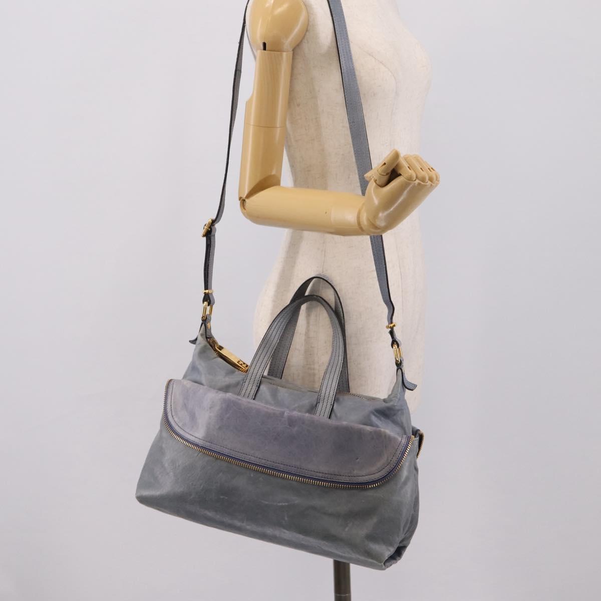 FENDI Hand Bag Leather 2way Purple Gold YX1 2461 Auth ka6396