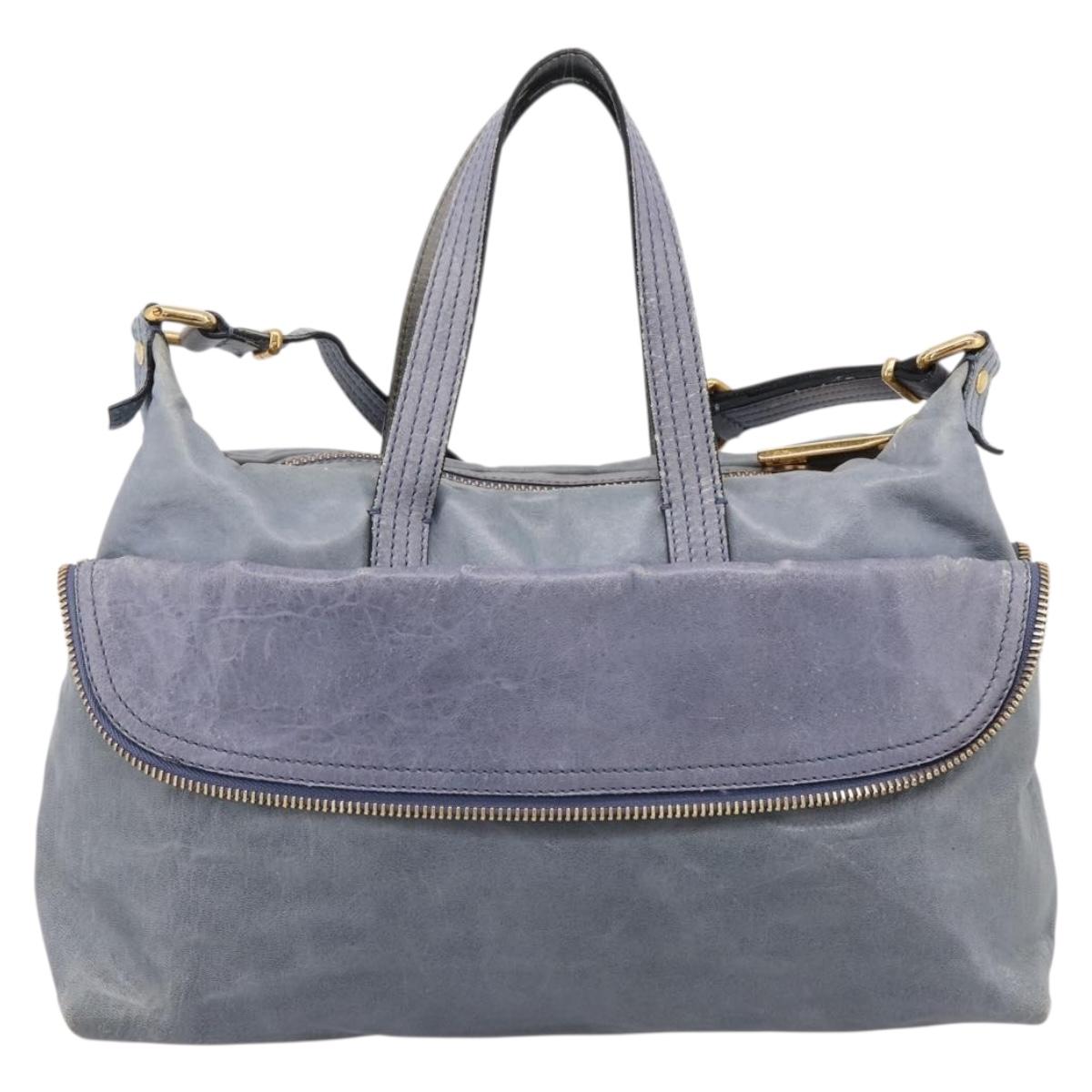 FENDI Hand Bag Leather 2way Purple Gold YX1 2461 Auth ka6396