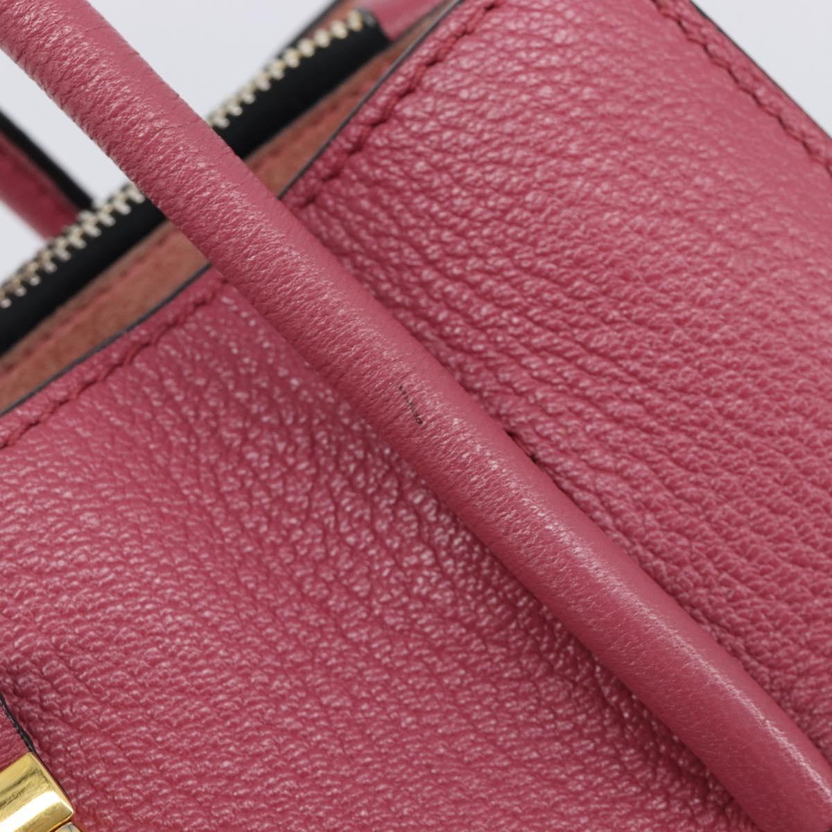 Miu Miu Madras Hand Bag Leather 2way Pink Gold Auth ka6401V