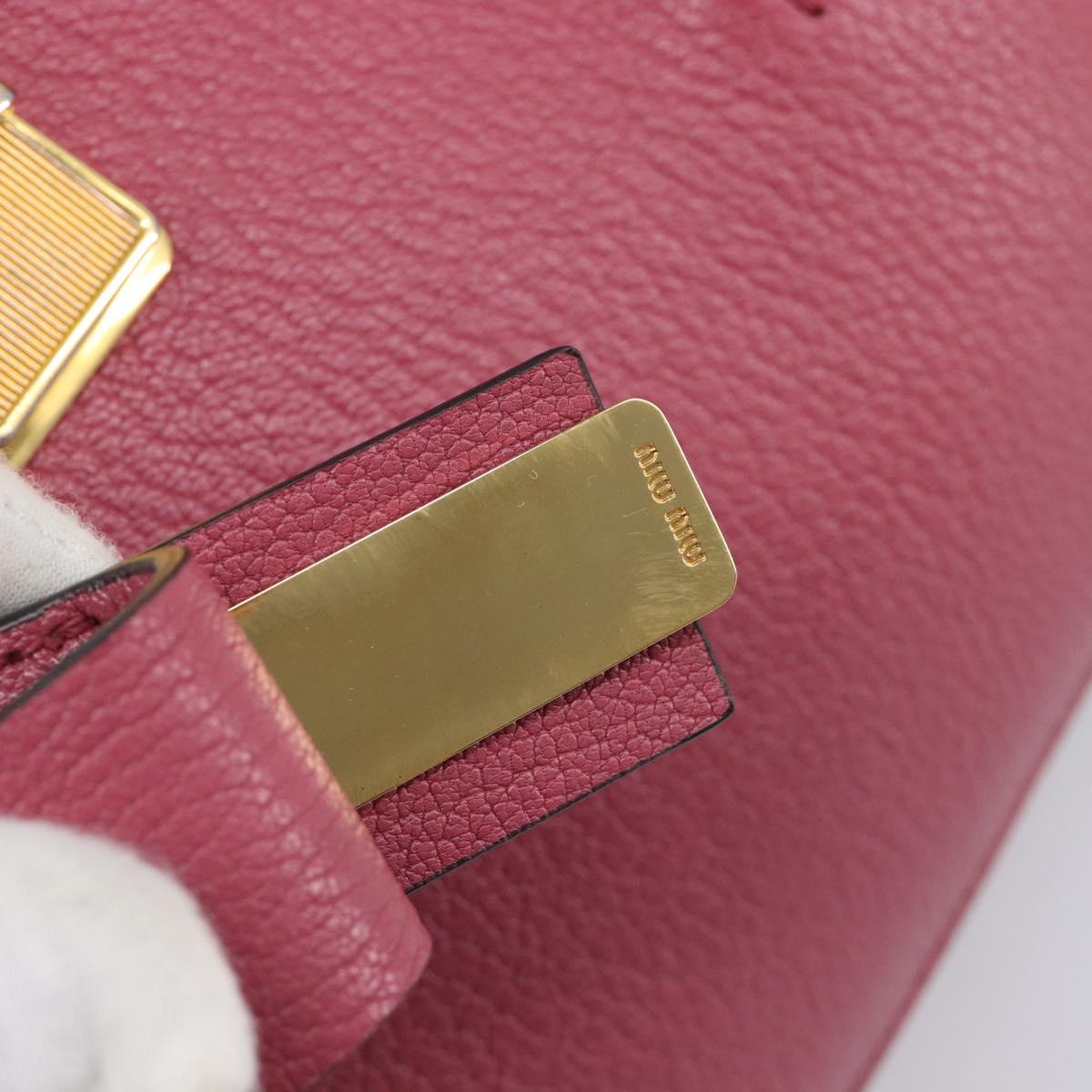 Miu Miu Madras Hand Bag Leather 2way Pink Gold Auth ka6401V