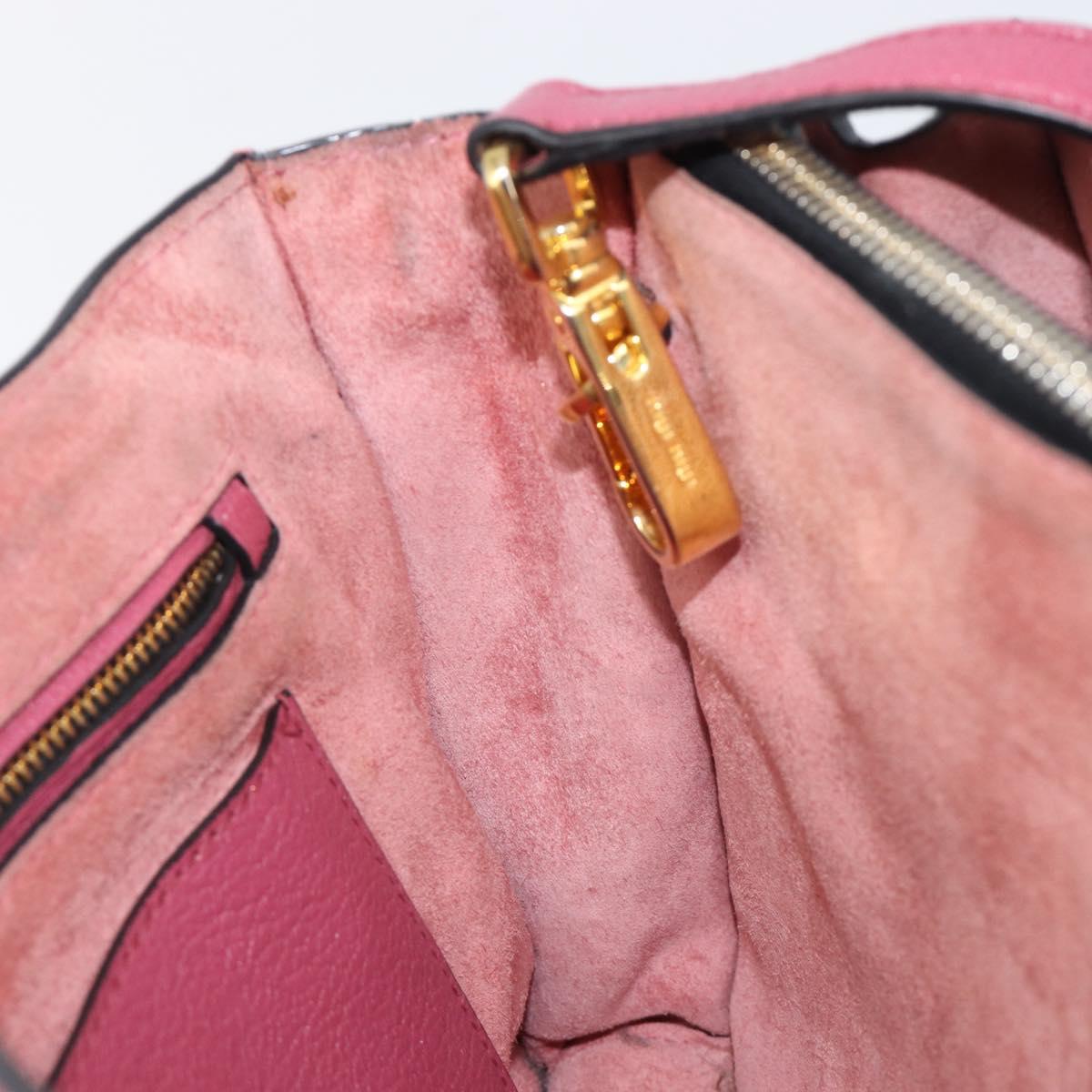 Miu Miu Madras Hand Bag Leather 2way Pink Gold Auth ka6401V