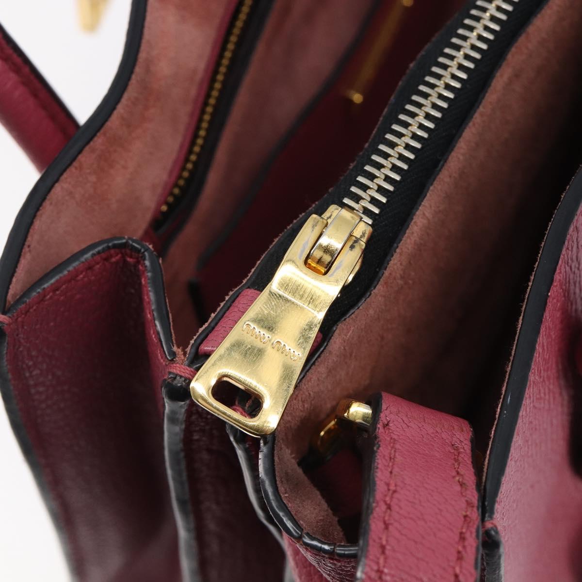 Miu Miu Madras Hand Bag Leather 2way Pink Gold Auth ka6401V