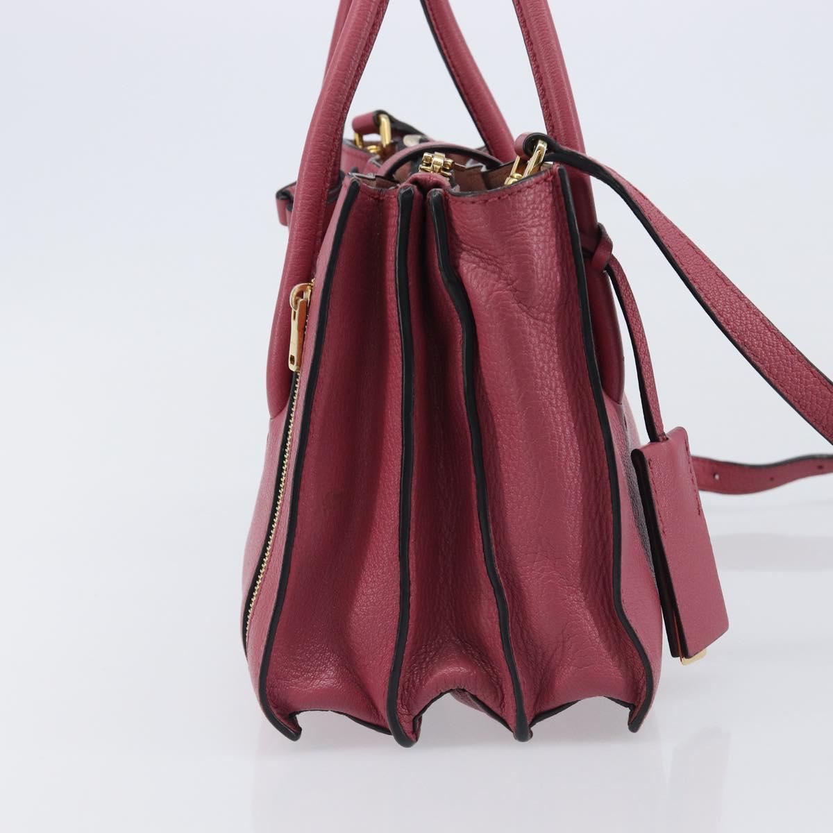 Miu Miu Madras Hand Bag Leather 2way Pink Gold Auth ka6401V