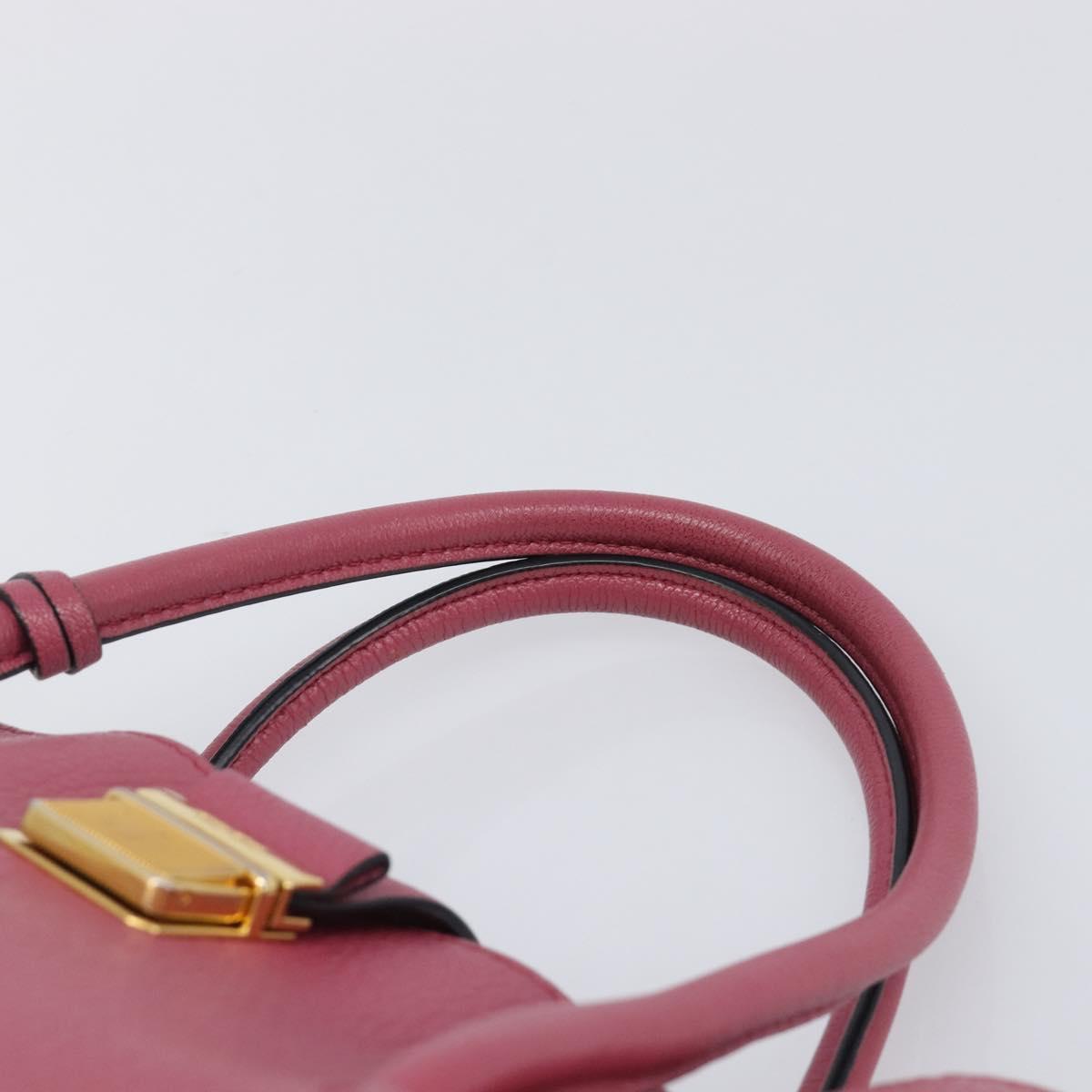 Miu Miu Madras Hand Bag Leather 2way Pink Gold Auth ka6401V