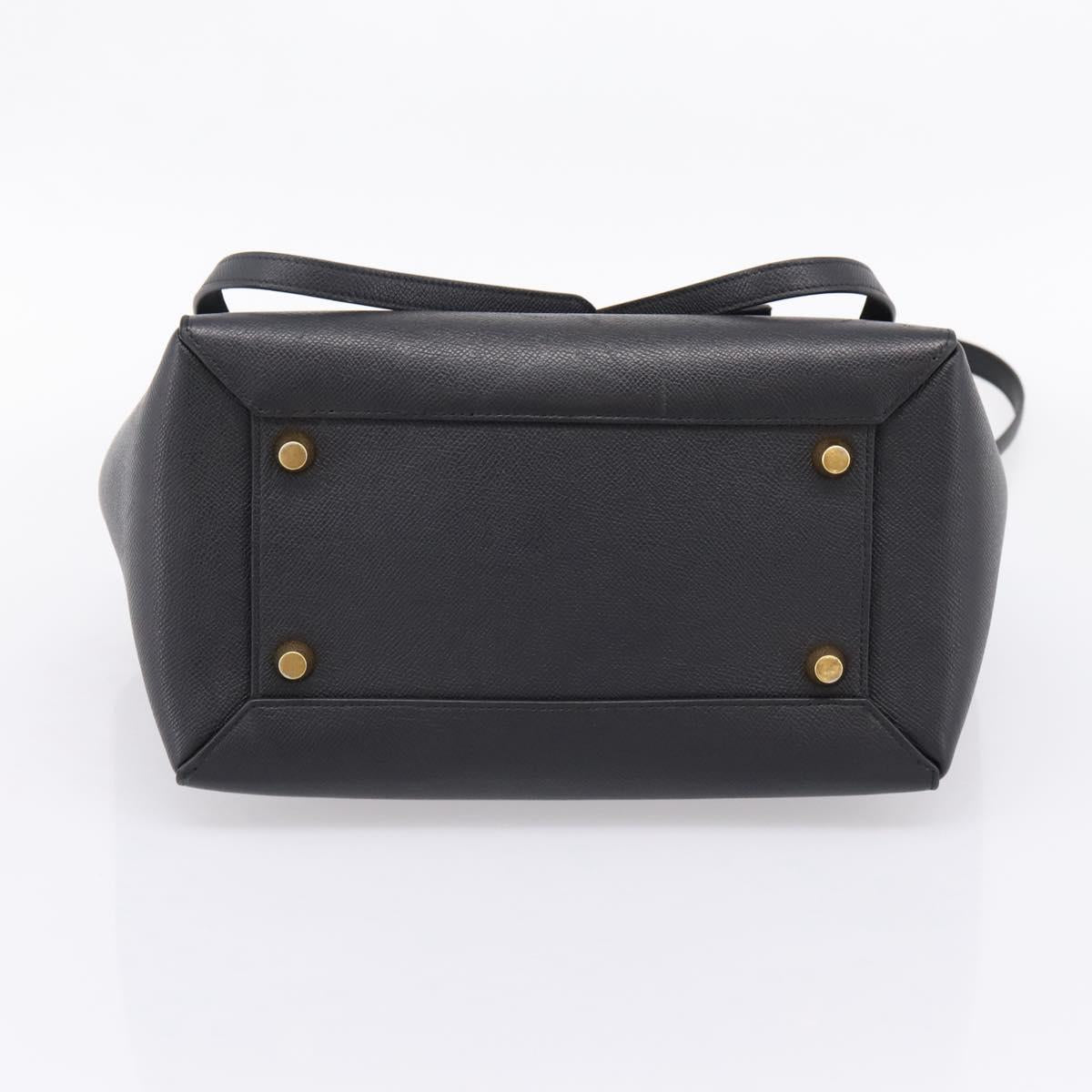 CELINE Belt Bag Hand Bag Leather 2way Black Gold Auth ka6406V