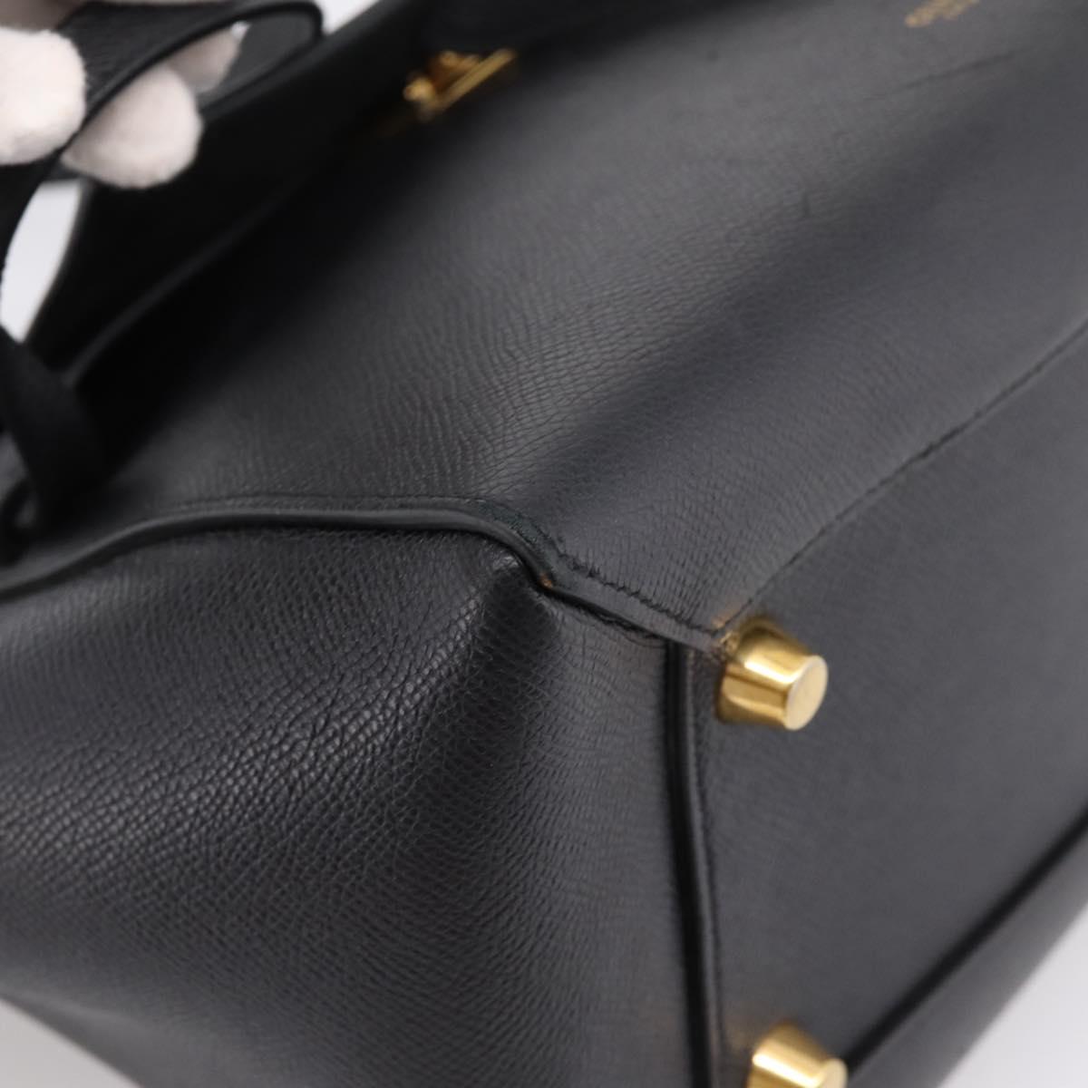 CELINE Belt Bag Hand Bag Leather 2way Black Gold Auth ka6406V
