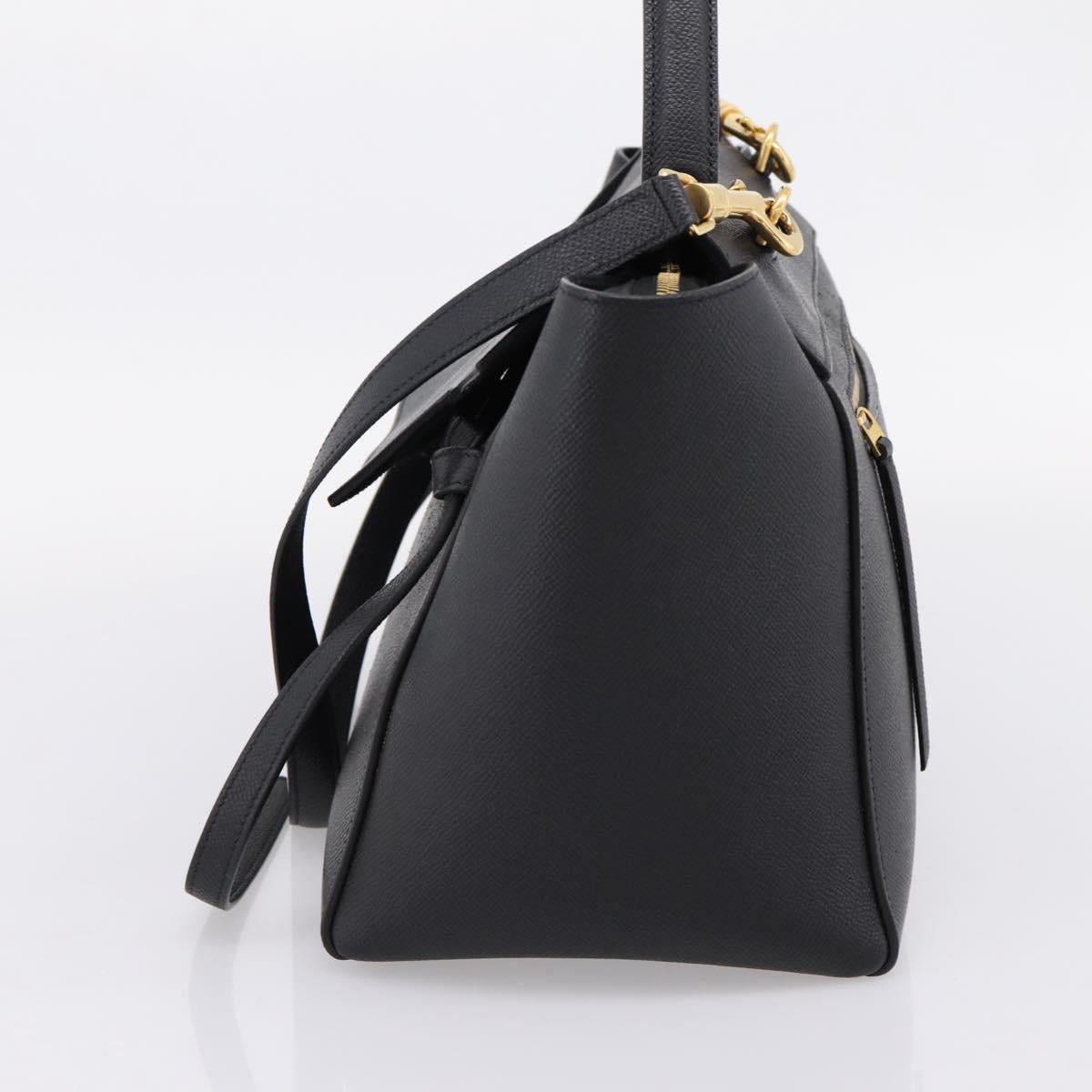 CELINE Belt Bag Hand Bag Leather 2way Black Gold Auth ka6406V