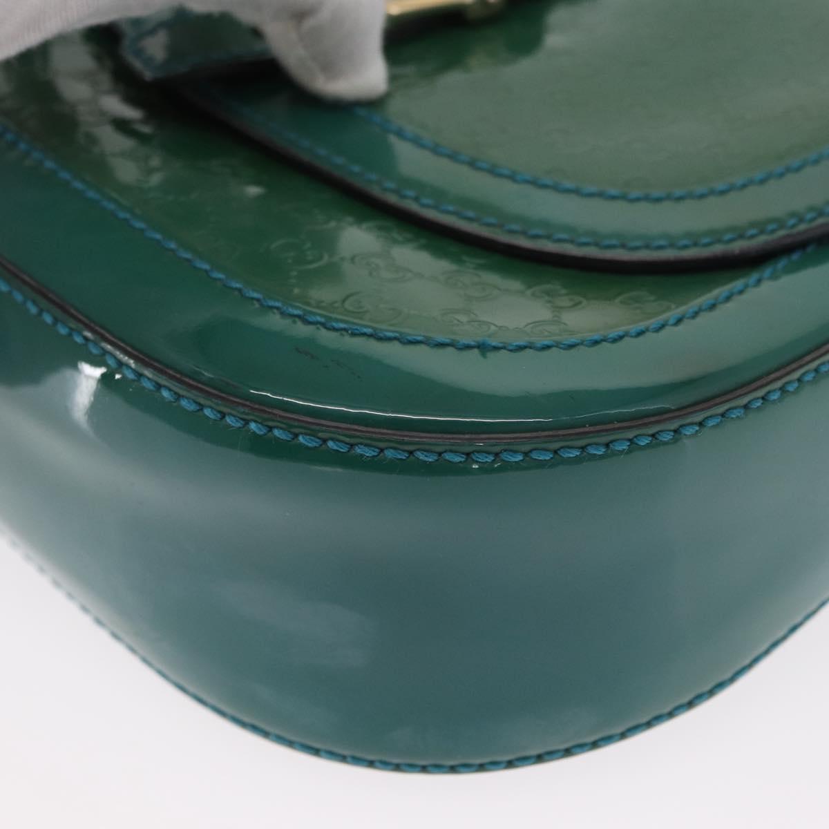 GUCCI Micro GG Canvas Shoulder Bag Enamel Outlet Turquoise Blue Gold Auth ka641