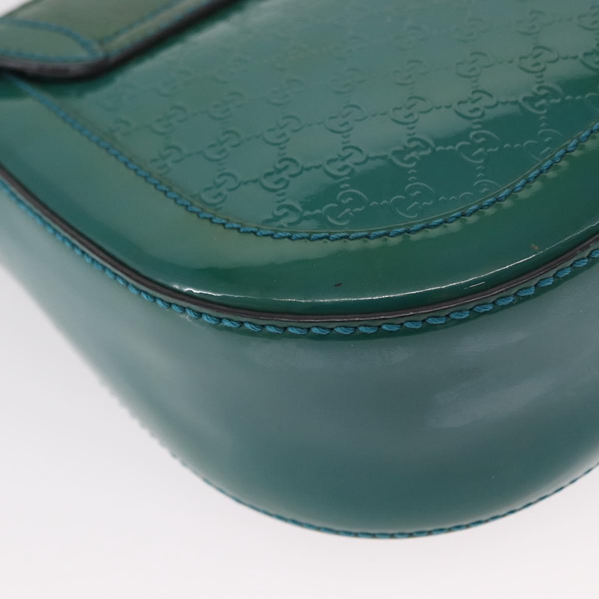 GUCCI Micro GG Canvas Shoulder Bag Enamel Outlet Turquoise Blue Gold Auth ka641