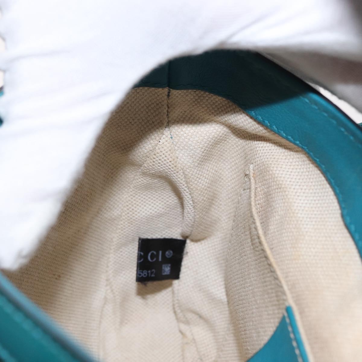 GUCCI Micro GG Canvas Shoulder Bag Enamel Outlet Turquoise Blue Gold Auth ka641