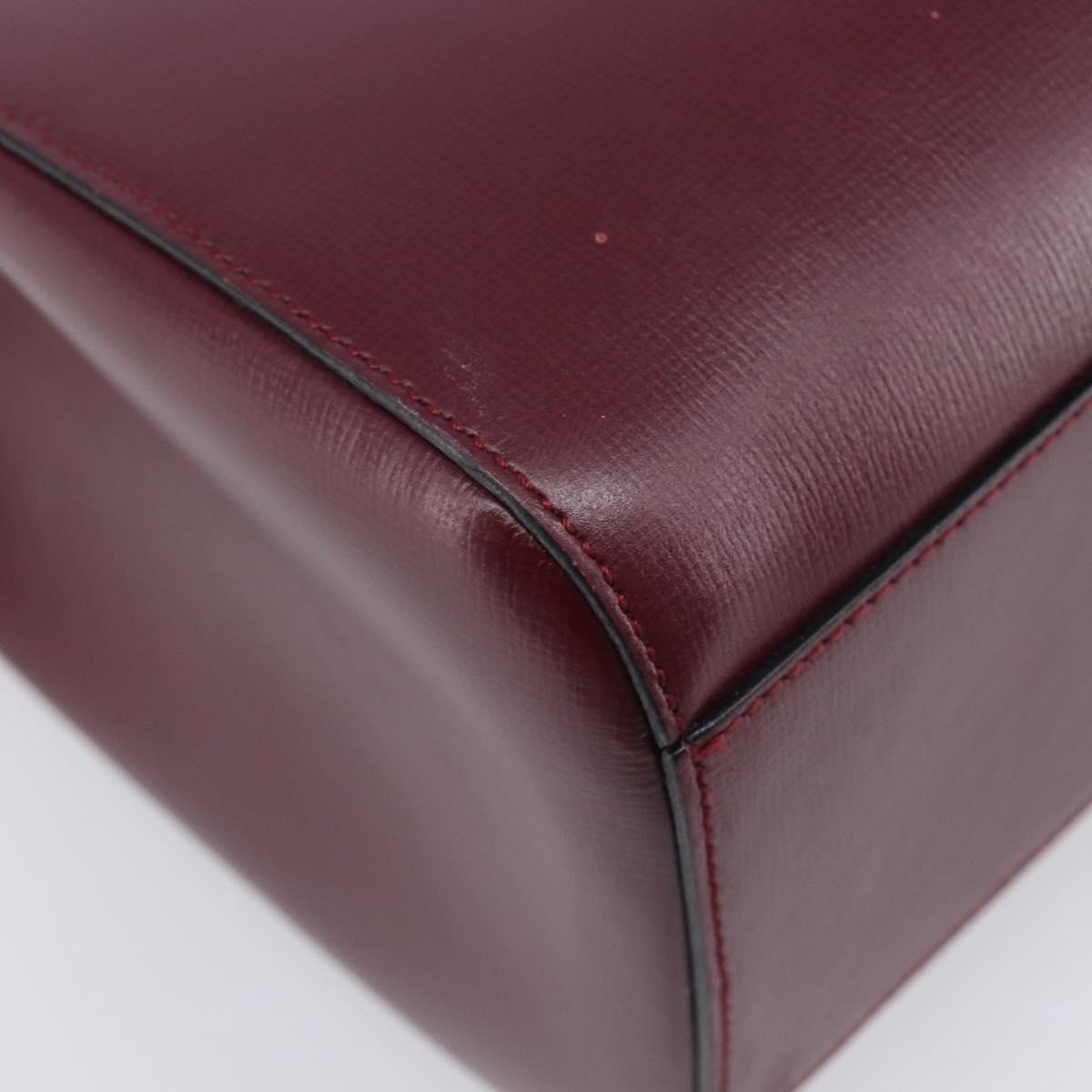 CARTIER Must Line Shoulder Bag Leather Bordeaux Gold Auth ka6410