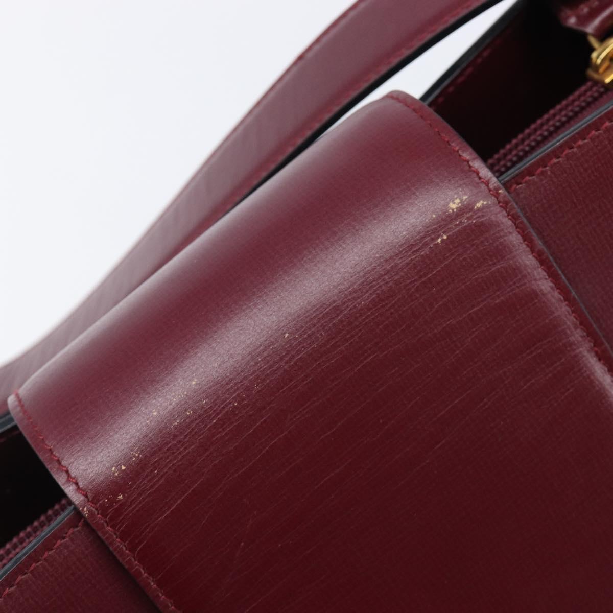 CARTIER Must Line Shoulder Bag Leather Bordeaux Gold Auth ka6410