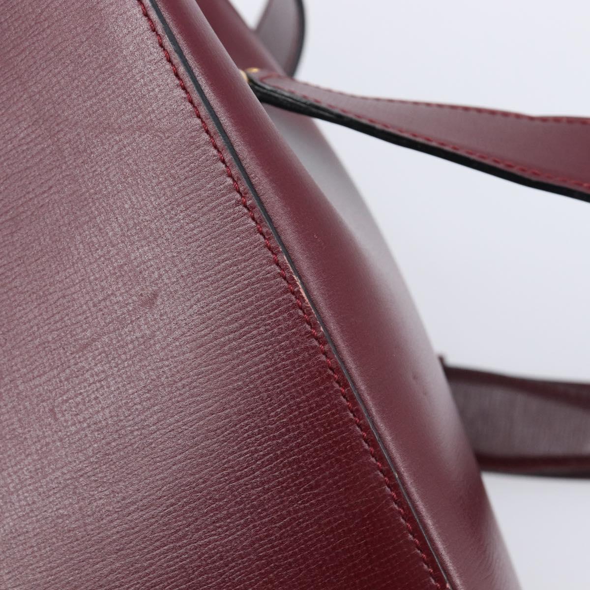 CARTIER Must Line Shoulder Bag Leather Bordeaux Gold Auth ka6410