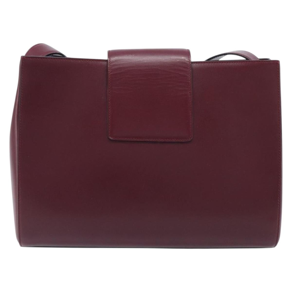 CARTIER Must Line Shoulder Bag Leather Bordeaux Gold Auth ka6410